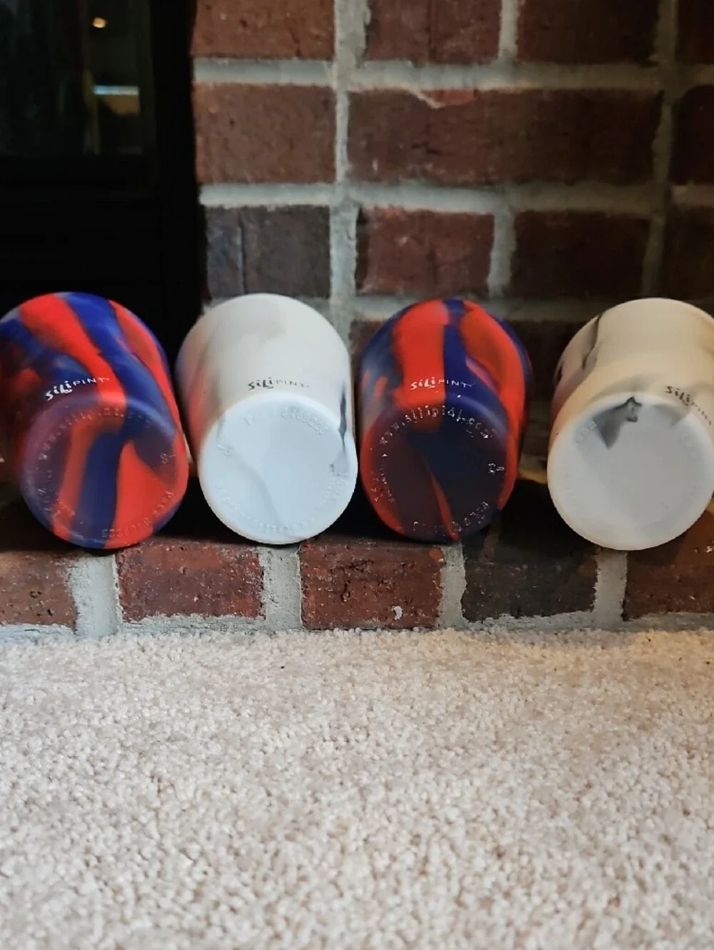 Duluth Trading Co Red, Blue & White Silicone Pint Cup Set of 4